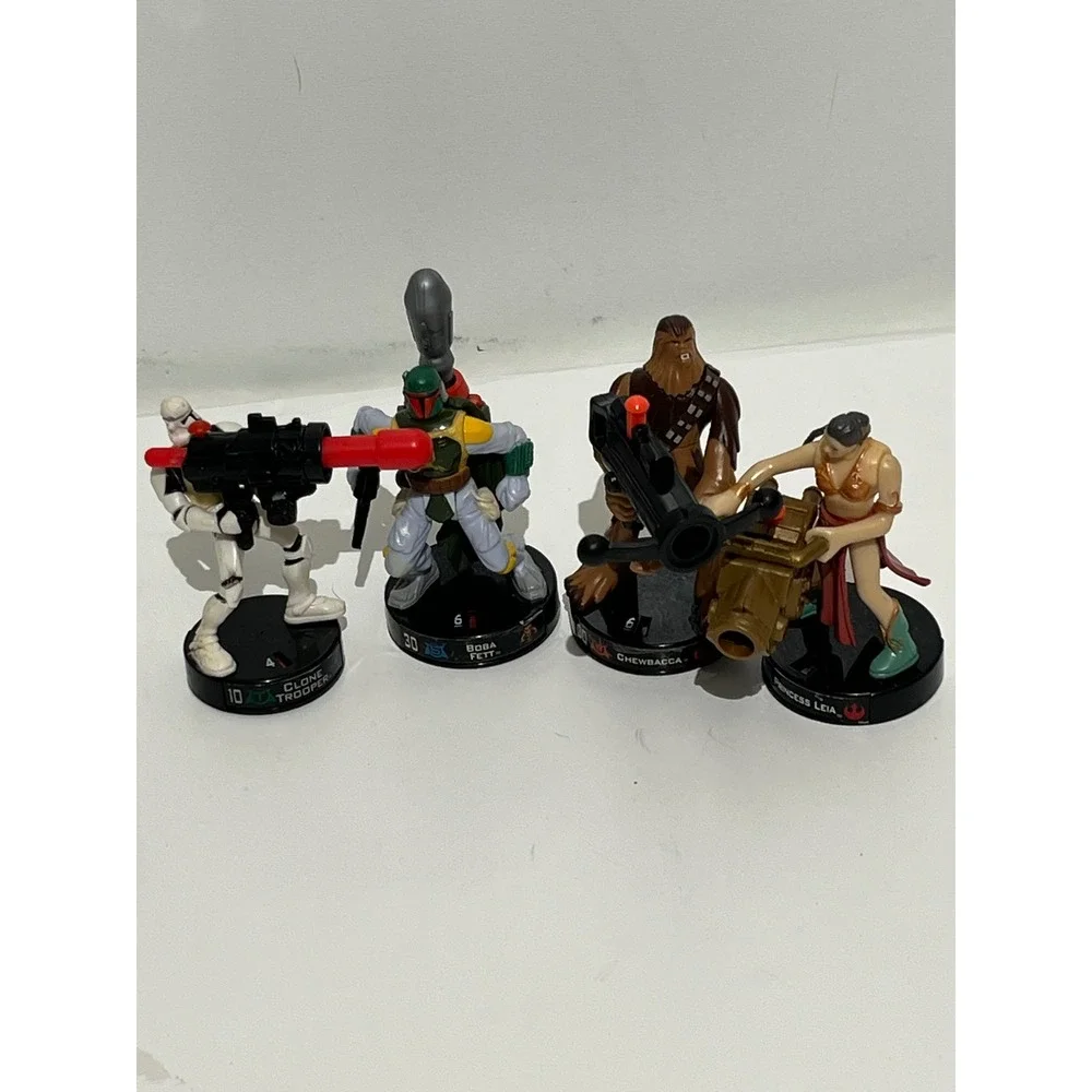Star Wars Attacktix Battle Figure Lot 2005 Hasbro Boba Fett Leia Chewbacca Clone
